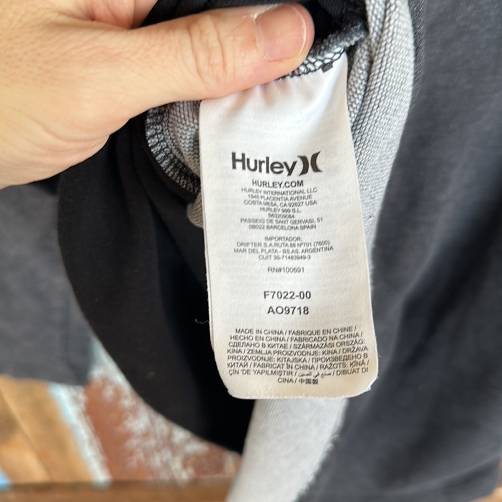 Hurley with Nike Dri-Fit Long Sleeve Hooded Men’s Top Size L Charcoal Gray - Picture 4 of 5